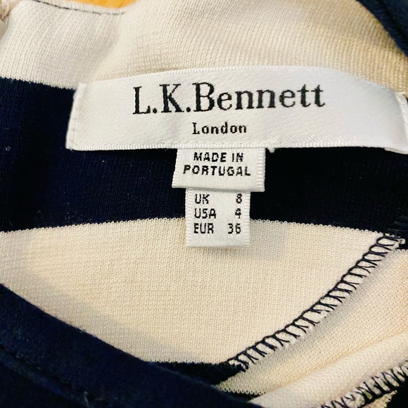 LK BENNETT MARIA NAVY & CREAM BOLD STRIPE JERSEY LONG SLEEVE MIDI  DRESS - Picture 3 of 5